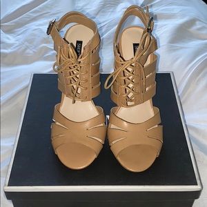 Shoemint Elizabeth Tan Leather heels